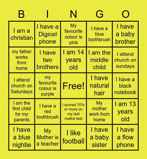 Fun Stop Bingo Card