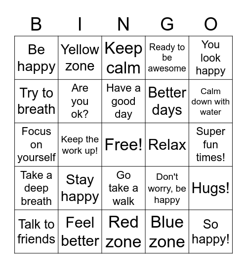 Zones - Gr 4 Bingo Card