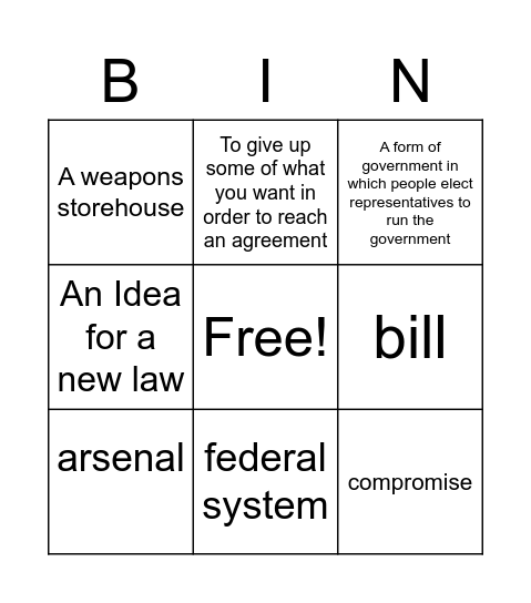 The Constitutional Convention Bingo Card