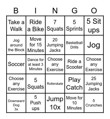 Micheltorena Elementary March-a-thon Bingo Card