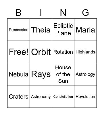 Moon Bingo! Bingo Card