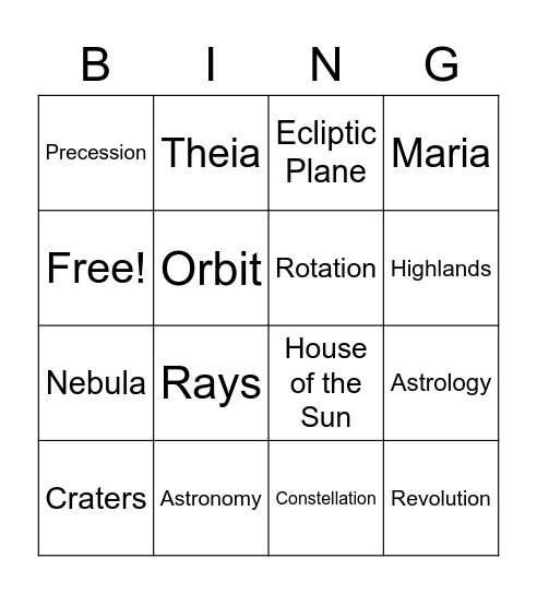 Moon Bingo! Bingo Card