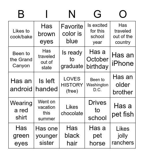 Find Someone Who... Bingo Card