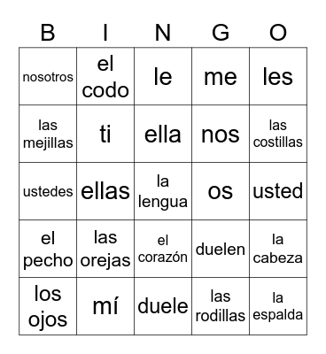 DOLER y EL CUERPO V3 Bingo Card