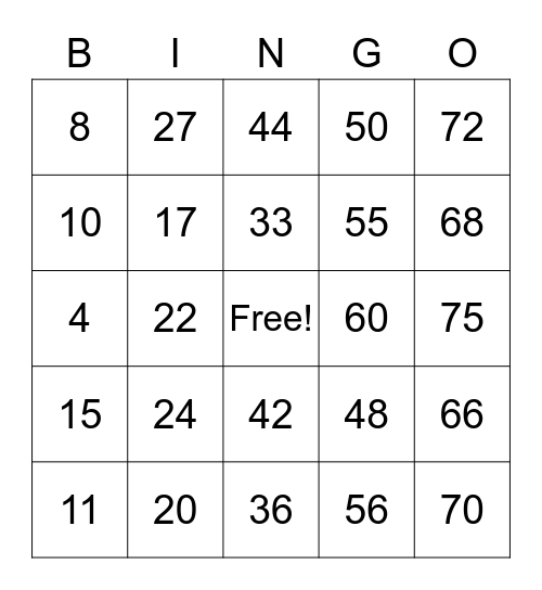 Me Bingo Card