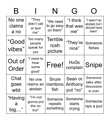 You Already Know Bingo Card