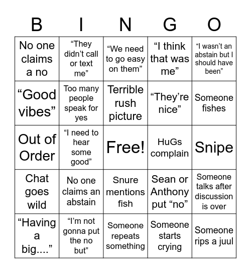 You Already Know Bingo Card