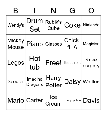 COLLIN Bingo Card