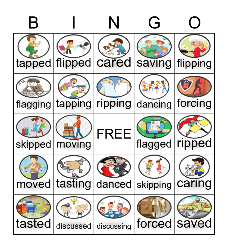 Inflected Endings -ed and -ing Bingo Card