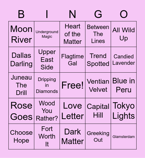 Jen's Color Street Bingo Style Bingo Card