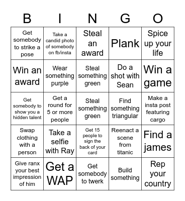 Staff Party Bingo Card