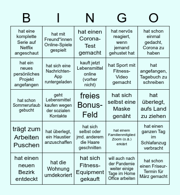 Corona-Homeoffice-BINGO Card