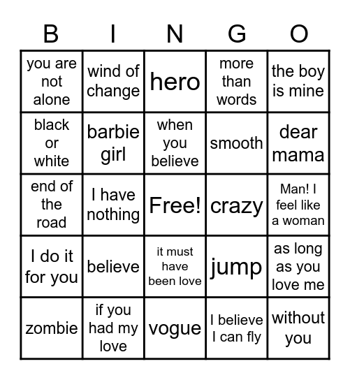 Muziek bingo Card