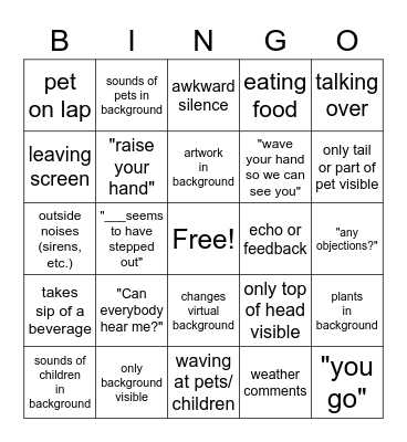 FPC Annual Meeting Zoom Bingo Card