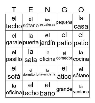 La Casa Bingo Card