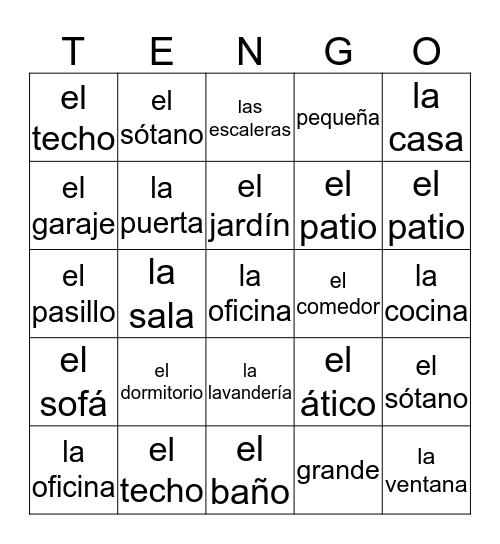 La Casa Bingo Card