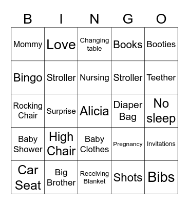 Alicia Bingo Card