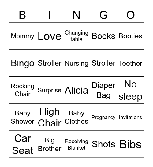 Alicia Bingo Card