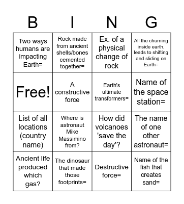 One Strange Rock: Terraform Bingo Card