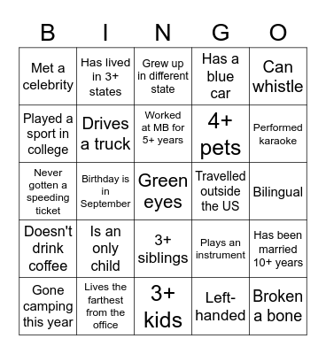 MB People Bingo Card