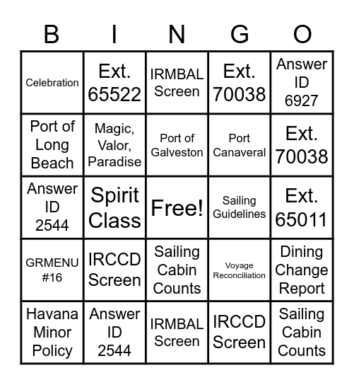 iKnow You Know Bingo Card