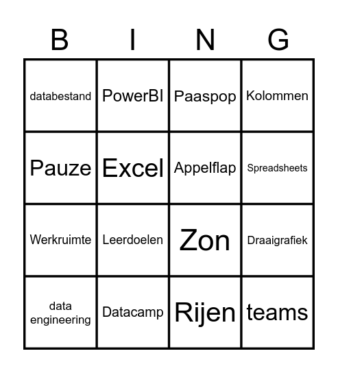 Ben je nog bij de les? Bingo Card