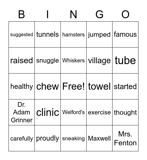 Midnight Mouse Bingo Card