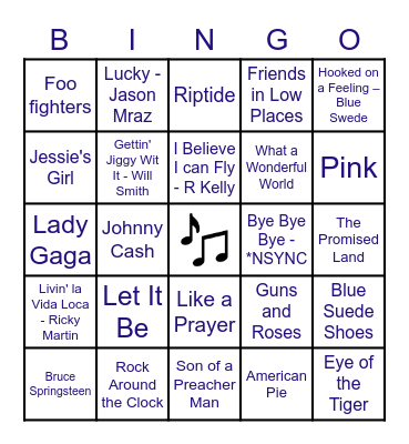 MCCR Music BINGO Card