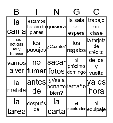 Un Viaje a Madrid Bingo Card