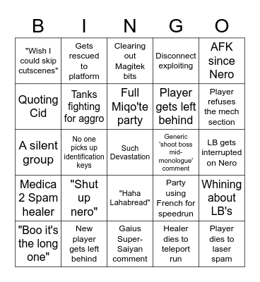 Praetorium Bingo Card