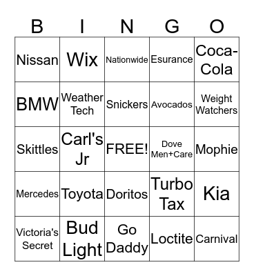 Super Bowl 2015      NAME__________________________ Bingo Card