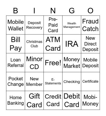 PFCU Cross-Sell BINGO Card