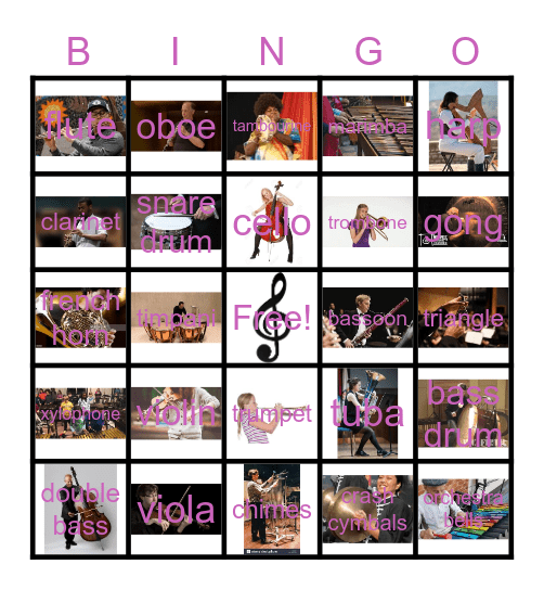Orchestral Instruments Bingo Card
