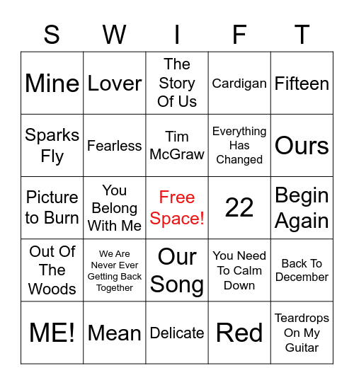 Taylor Swift Songs Bingo Cards to Download, Print and Customize!