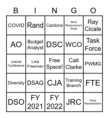 Federal Defender Conference Bingo Card