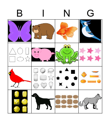 Animals and colors Bingo Card