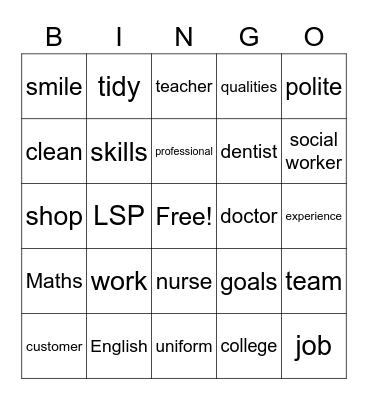 Employment  Bingo Card