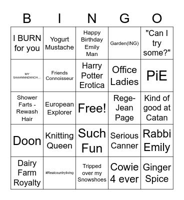 EMS BIDAY BINGO Card