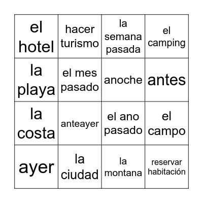 spanish bingo Card