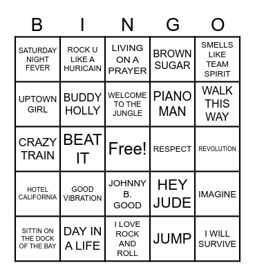 JUKEBOX BINGO Card