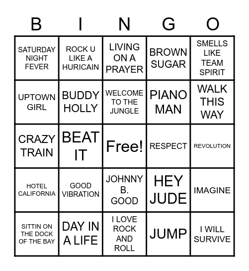 JUKEBOX BINGO Card