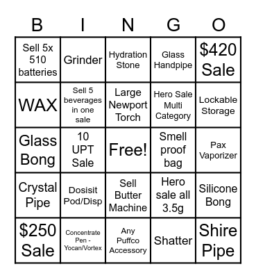 ELWEED CORNER SALES BINGO Card