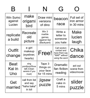 Birthday Bingo Card