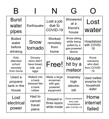 Texas Bingo 2021 Bingo Card