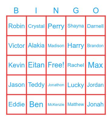 Shelanu Family Bingo Card