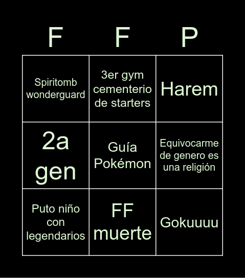 Pokemon Challenge Bingo Card