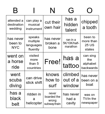 TruFacts Bingo Card