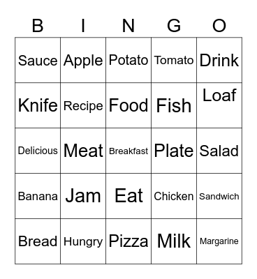 Food Bingo Card