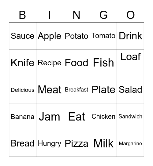 Food Bingo Card