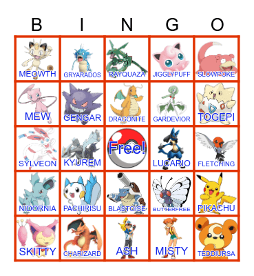 Pokemon Bingo Card